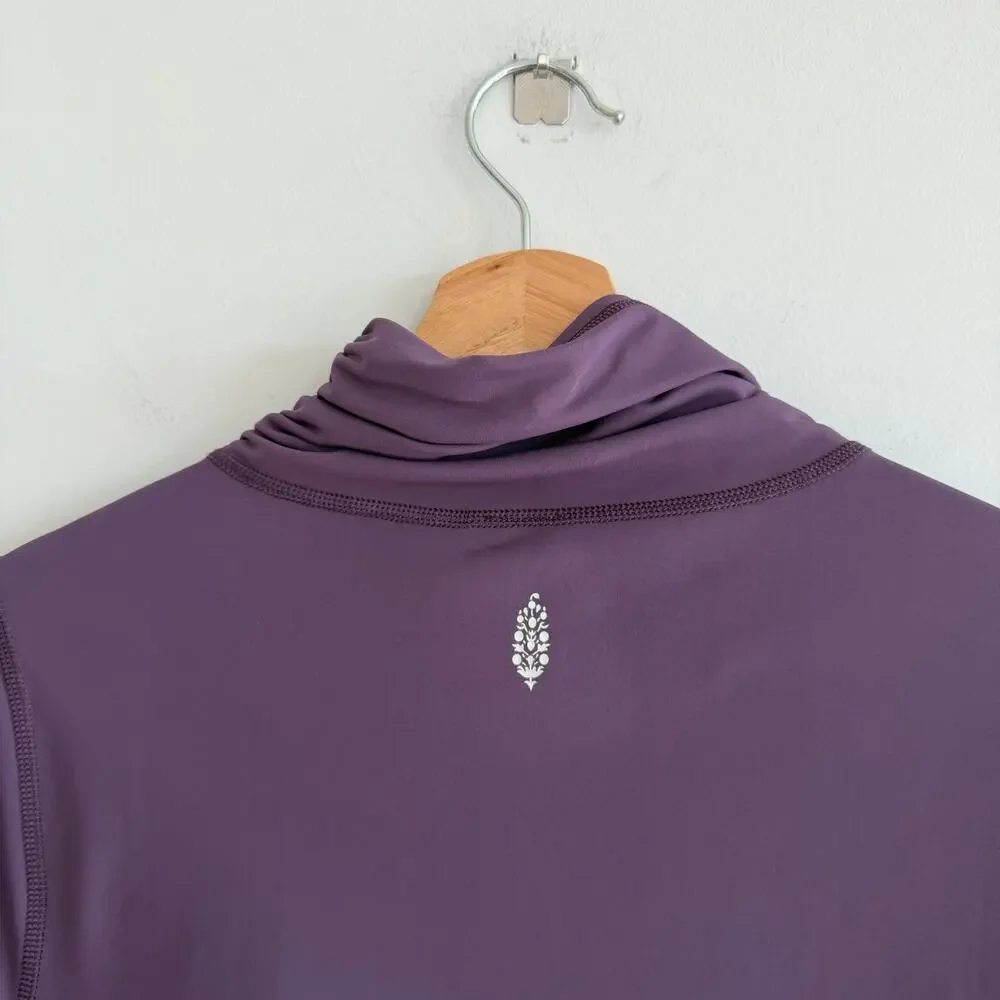 Free People Movement Wonderland Warmth Full Zip Ruched Front Jacket Top Purple M